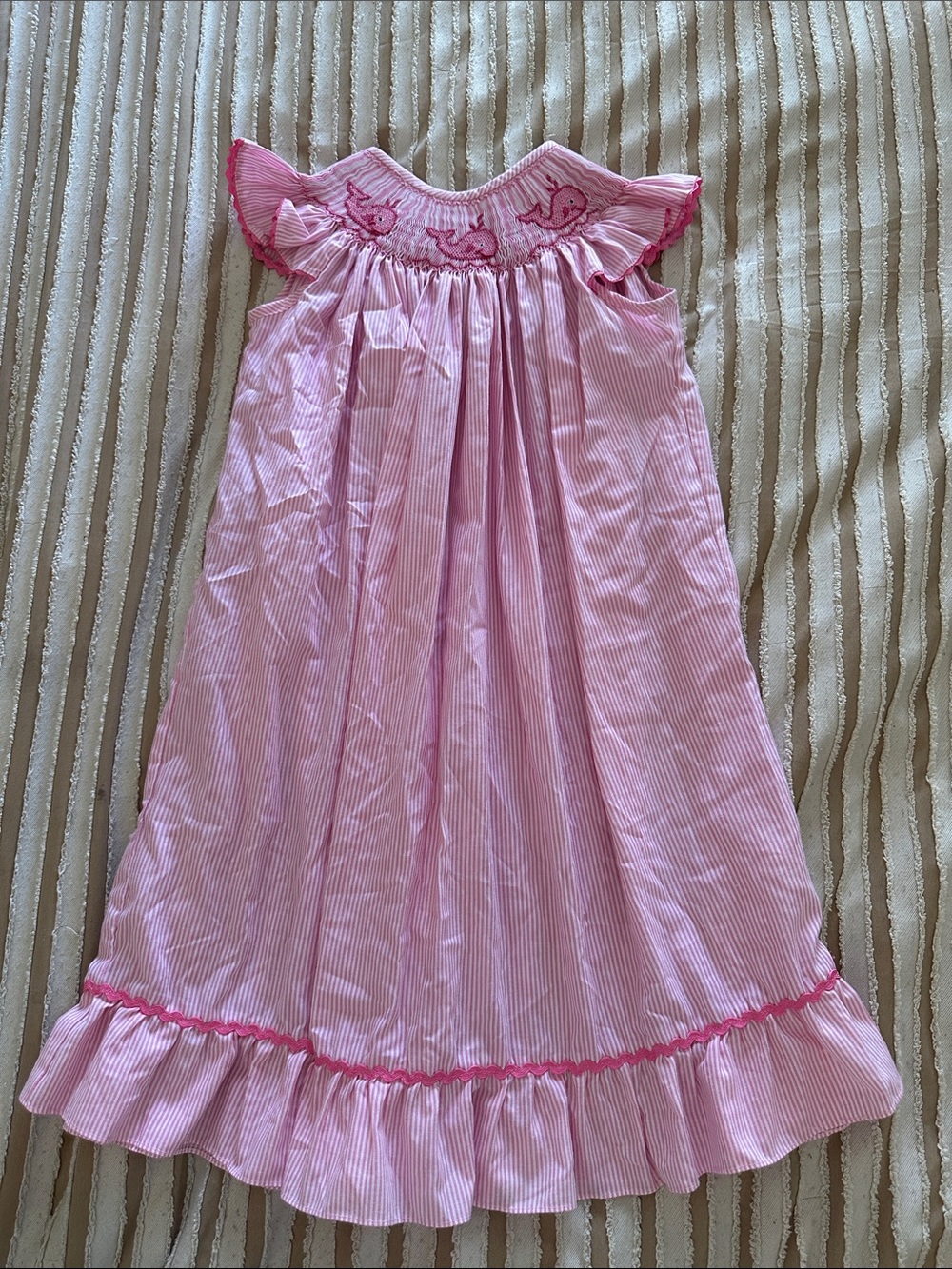 Girls Pink Smocked whale Dress - Sleeveless Casual